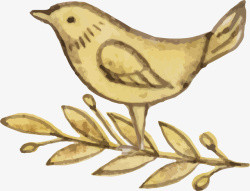 金树叶金色小鸟矢量图高清图片