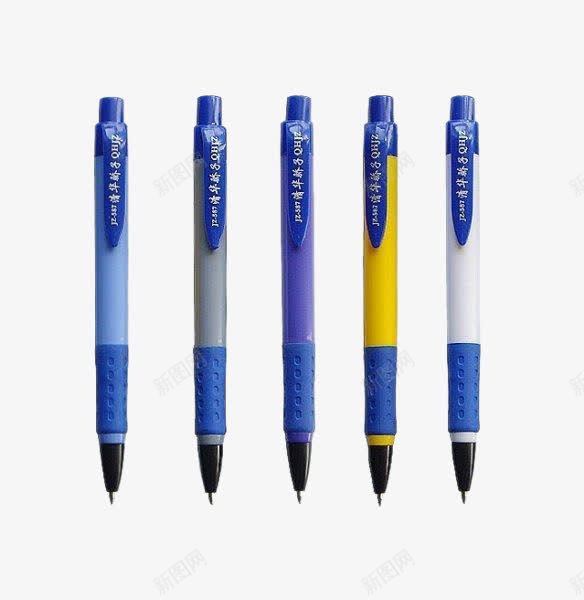 5支圆珠笔png免抠素材_新图网 https://ixintu.com 产品实物 圆珠笔 塑料 蓝色