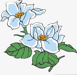 手绘蓝色花朵植物美景素材