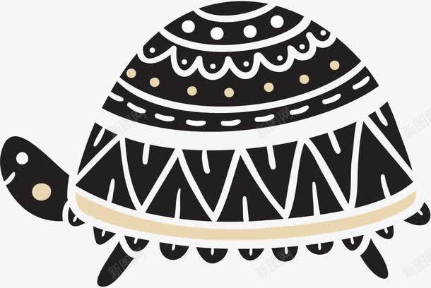 花纹乌龟png免抠素材_新图网 https://ixintu.com 乌龟 乌龟壳 手绘 条纹 白色的 花纹 黑色的