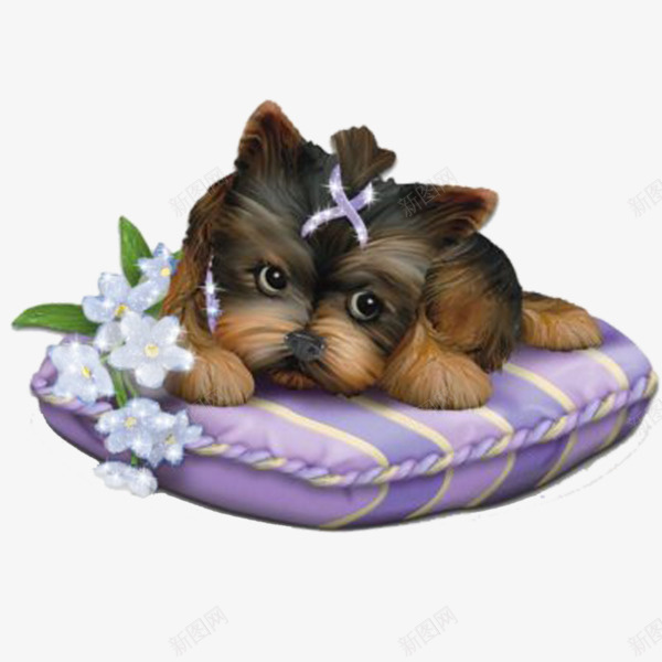 手绘躺抱枕上的小狗png免抠素材_新图网 https://ixintu.com 卡通小狗 可爱的小狗 手绘小狗 躺抱枕上的小狗