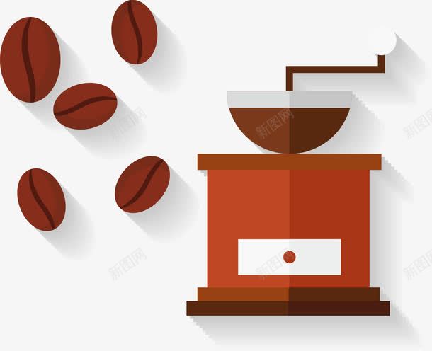 手绘咖啡机png免抠素材_新图网 https://ixintu.com 咖啡店 咖啡机 咖啡豆 矢量元素 磨咖啡