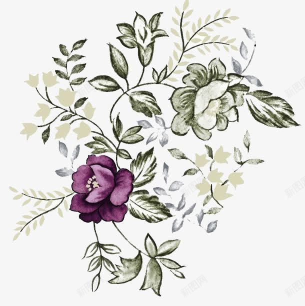 中国风花朵插画png免抠素材_新图网 https://ixintu.com 中国风花朵插画 插画 水彩画 花