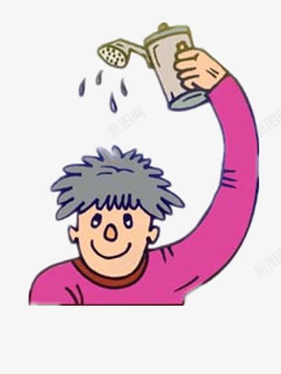 往头上浇水的男孩png免抠素材_新图网 https://ixintu.com 人物 卡通 图片