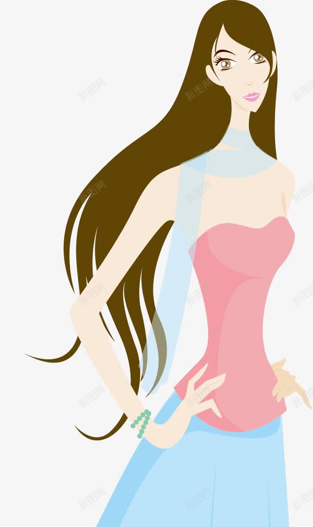 长发美女png免抠素材_新图网 https://ixintu.com 卡通 可爱 美女 长发