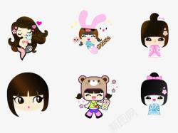 小女孩带兔耳朵小女孩扁平高清图片