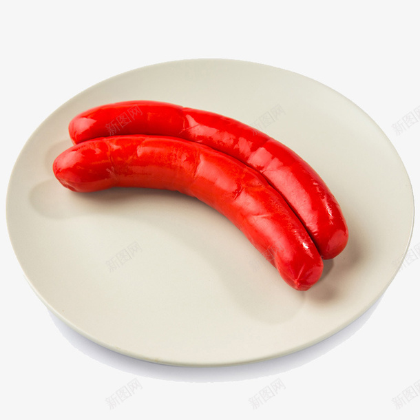 上海红肠png免抠素材_新图网 https://ixintu.com 上海红肠 产品实物 白色瓷盘 红肠 红色 食物