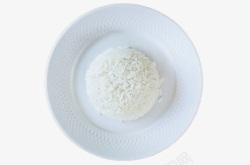 瓷白色白色瓷盘子里的大米饭高清图片