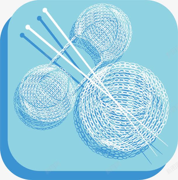 手绘毛线球png免抠素材_新图网 https://ixintu.com 创意 卡通 手绘 毛线球 蓝色 针织