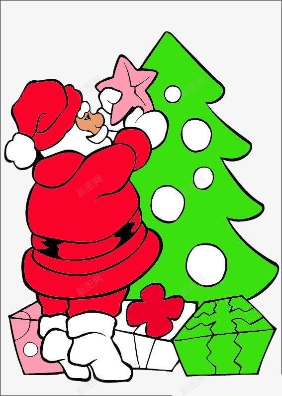 圣诞老人在弄圣诞树png免抠素材_新图网 https://ixintu.com 卡通 圣诞树 圣诞老人 圣诞节 手绘
