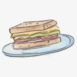三明治免扣PNG图彩绘早餐高清图片