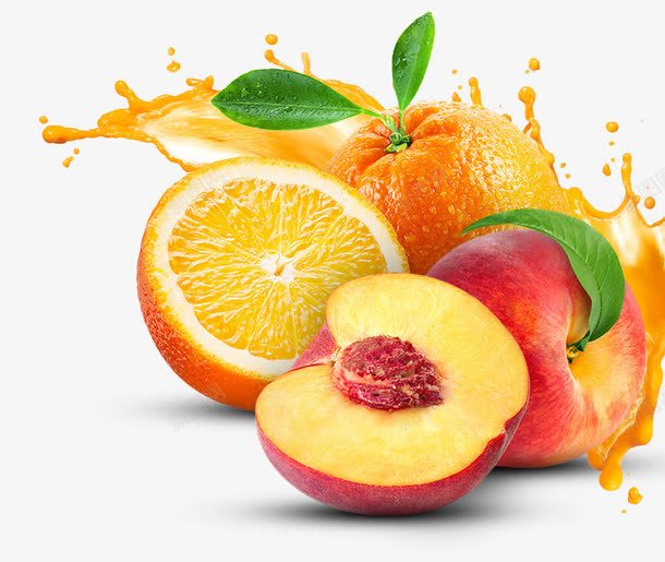 橙子苹果桃子png免抠素材_新图网 https://ixintu.com 产品实图 桃子 橙子 苹果
