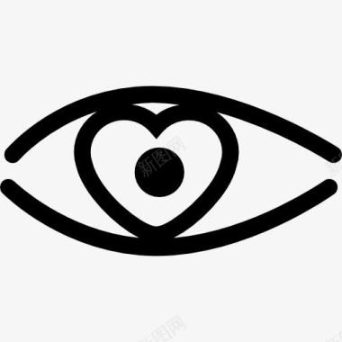 眼睛轮廓的心脏形状的虹膜图标图标