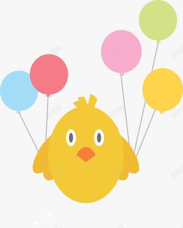 黄色鸭子与气球png免抠素材_新图网 https://ixintu.com 卡通气球 卡通鸭子 气球 矢量气球 矢量鸭子 鸭子 黄色鸭子