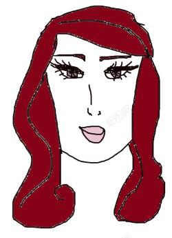 红色头发长睫毛的卡通女人素材