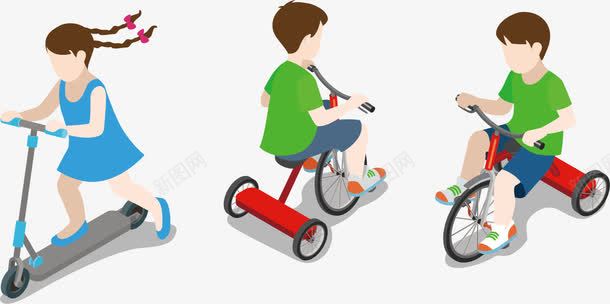 玩耍骑车自行车png免抠素材_新图网 https://ixintu.com 小女孩 扁平化 男生 自行车 骑自行车的人