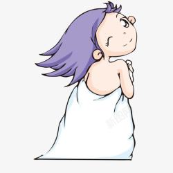 披着浴巾的女孩素材