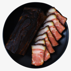 湖南腊肉农家自制烟熏土猪肉高清图片