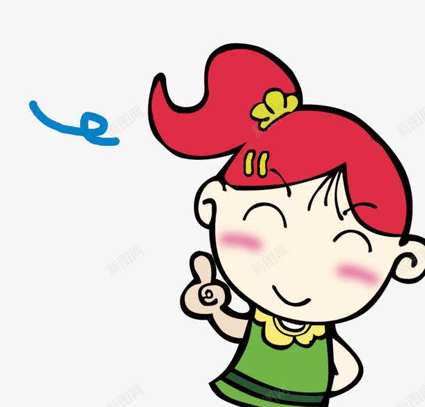 扎马尾的孩子png免抠素材_新图网 https://ixintu.com 单马尾 女孩 手绘 拇指 笑 红色