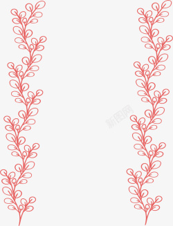 红色手绘树叶边框矢量图素材