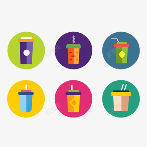 六款饮料杯图标png_新图网 https://ixintu.com png免抠素材 卡通 餐饮 饮料 饮料图标