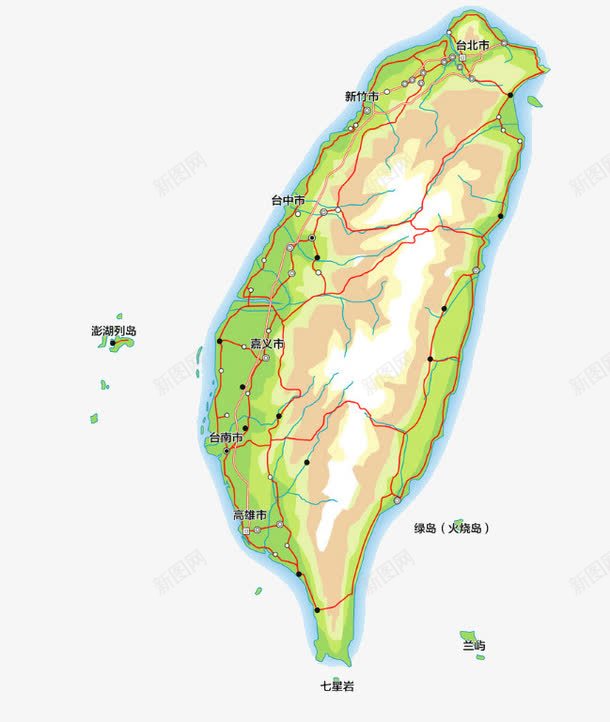 台湾地图png免抠素材_新图网 https://ixintu.com 中华人民共和国省级行政区 中国台湾地图 中国台湾省 台湾 台湾地图 地图 地图