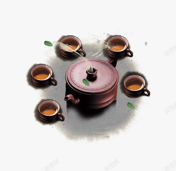 一套茶具png免抠素材_新图网 https://ixintu.com 一套茶具 茶杯 茶水 茶道