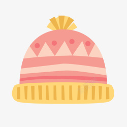 粉黄色卡通冬季帽子矢量图素材