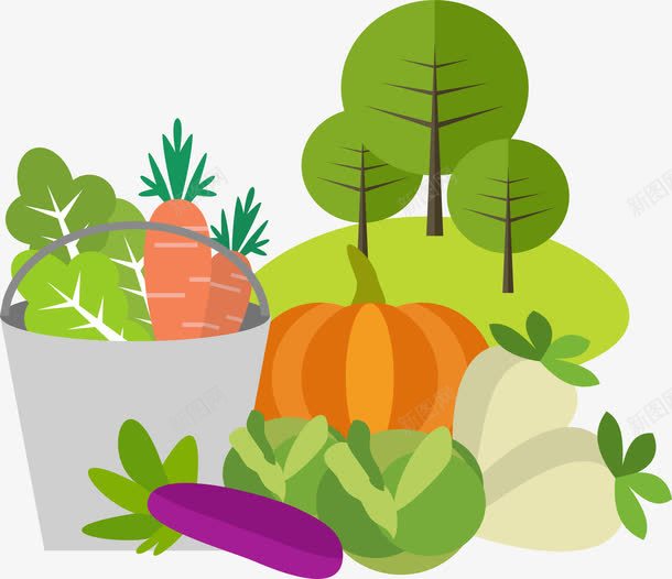 健康营养蔬菜png免抠素材_新图网 https://ixintu.com 健康饮食 矢量素材 绿色蔬菜 茄子 蔬菜