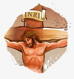 手绘耶稣插画素材
