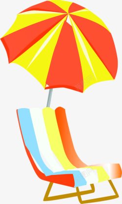 夏日卡通手绘遮阳伞素材