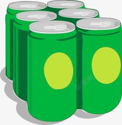 六瓶六瓶绿色瓶子的卡通饮料高清图片