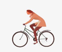 卡通骑自行车的女人素材
