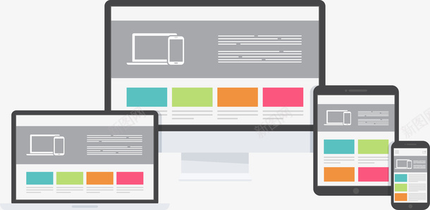 电脑矢量图eps免抠素材_新图网 https://ixintu.com 免费矢量下载 响应式设计 电脑 笔记本 矢量图