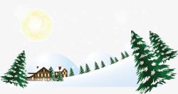 雪中别墅雪景别墅矢量图高清图片