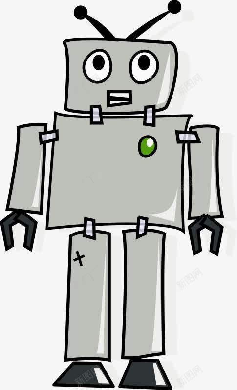 卡通机器人png免抠素材_新图网 https://ixintu.com 卡通人 卡通的 机器人 灰色的