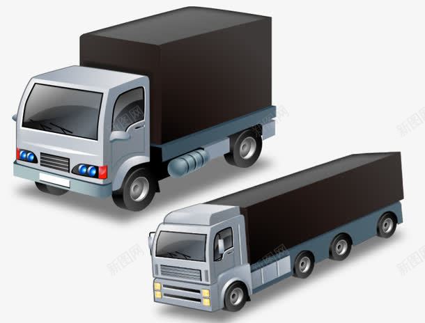 两辆大卡车png免抠素材_新图网 https://ixintu.com psd素材 卡车 模型 银白色