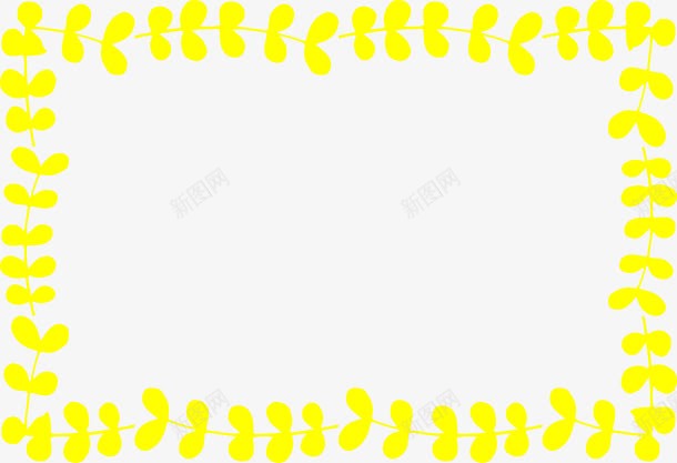 黄色卡通叶片边框png免抠素材_新图网 https://ixintu.com 卡通边框 叶片边框 树叶边框 矢量png 黄色树叶 黄色边框