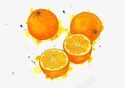 甜橙瓣水彩橙子高清图片