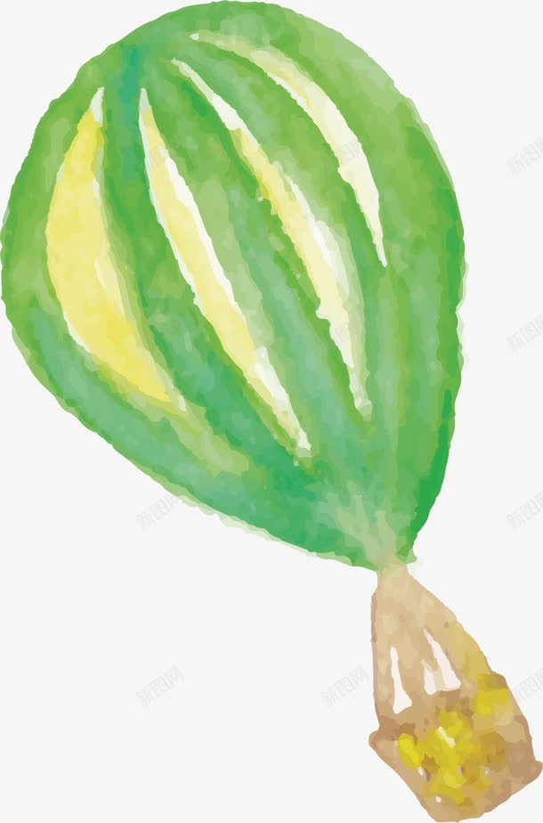 绿色热气球png免抠素材_新图网 https://ixintu.com 创意 卡通 手绘 条纹 漂浮 热气球 绿色