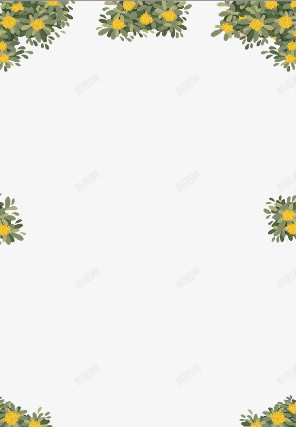 黄色花朵边框png免抠素材_新图网 https://ixintu.com 花朵边框 花边 装饰图案 黄花