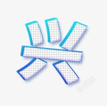 蓝色方形兴立体字素材