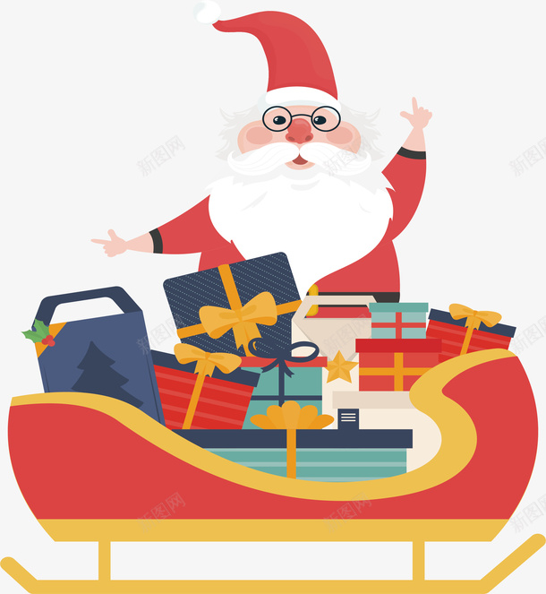 装了礼物的雪橇矢量图ai免抠素材_新图网 https://ixintu.com 圣诞礼物 圣诞老人 矢量png 礼物 礼物堆 雪橇 矢量图