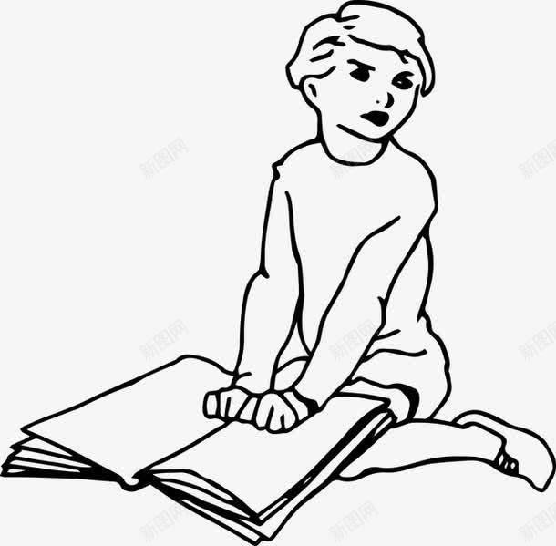 坐在地上阅读的儿童手绘png免抠素材_新图网 https://ixintu.com 儿童 坐地上 孩子 手绘图 看书 阅读