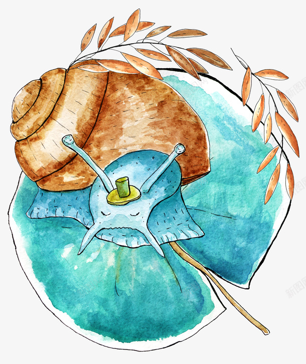 树叶上的蜗牛png免抠素材_新图网 https://ixintu.com PNG图形 PNG装饰 手绘 树叶 蜗牛 装饰