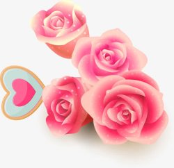 粉色玫瑰花心形图案素材