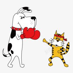 拳击对手素材猫狗大战高清图片