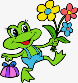 青蛙送花素材
