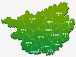绿色清新广西省地图素材