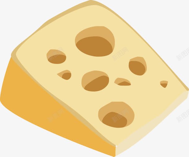 手绘奶酪png免抠素材_新图网 https://ixintu.com 奶制品 奶酪 洞洞 食材